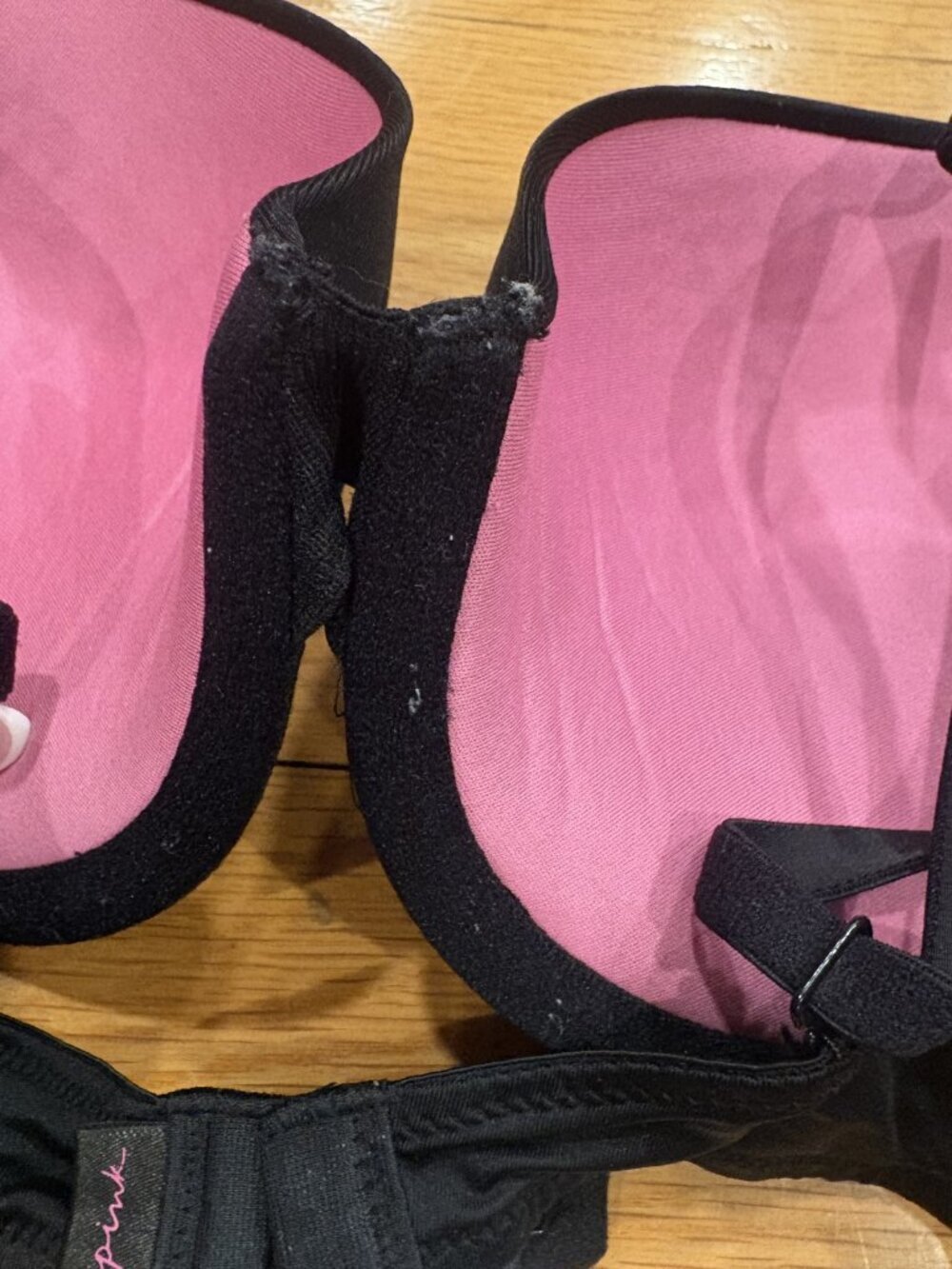 Pink Size 36B Women's Black Push-Up Bra with Pink Lining - Underwire Support - Picture 4 of 4